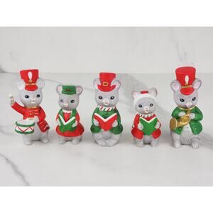 Lefton Christmas Mouse Frisky Friends Figurines 3 1/4" Ceramic 1984 Taiwan